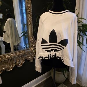 Adidas Women’s Cropped Sweatshirt – Size Large (Logo Graphic)
